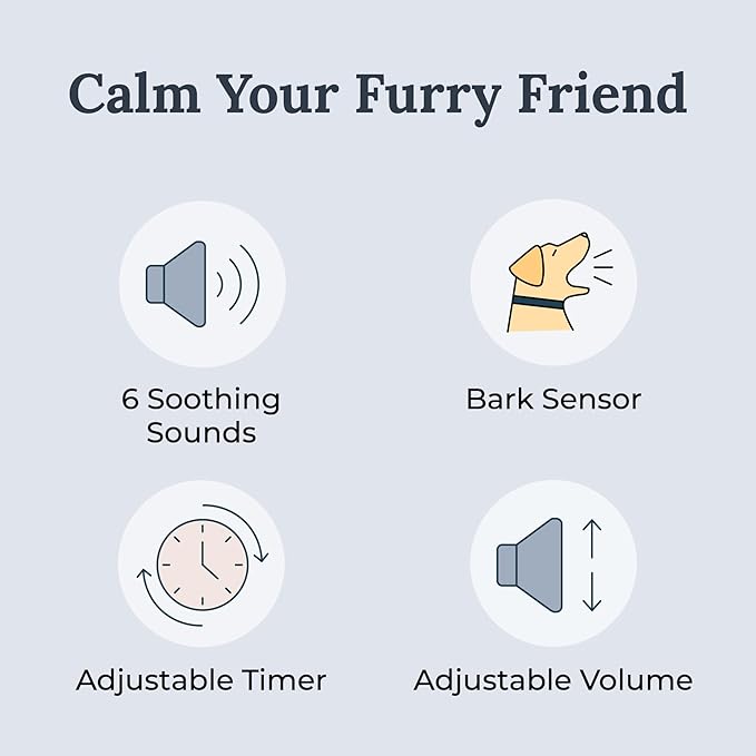 Yogasleep Pawzz White Noise Machine for Dogs, Home & All Pets. with Integrated Bark Sensor, 6 Automatic Relaxing Natural Sounds, Help Keep Pets Calm, Anti-Barking with Training, Noise Canceling