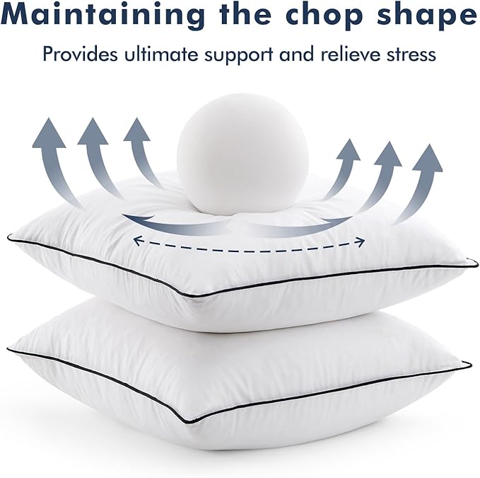 MIULEE Goose Feather Down 24x24 Pillow Insert Set of 2 with 100% Down-Proof Cotton Cover, Soft Fluffy Decorative Pillow for Sofa Bed Couch Living Room White