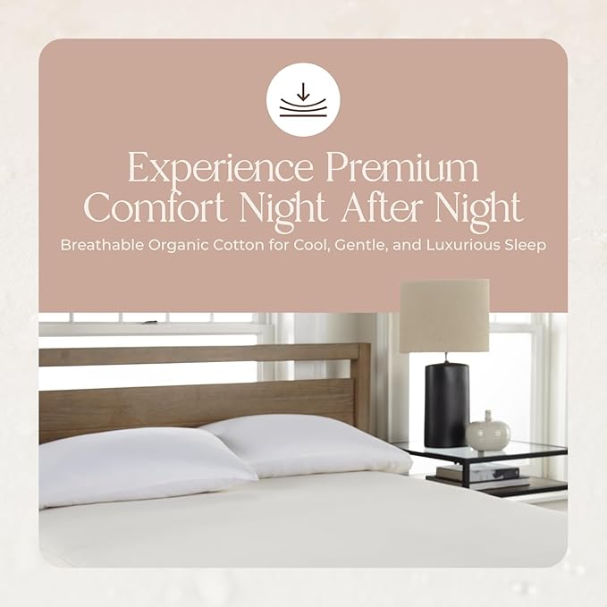 Organic Waterproof Mattress Protector King Size - 100% Waterproof Mattress Pad with Quiet & Breathable Triple Layer Protection - Fairtrade & GOTS Certified Durable Machine Washable Design (King)