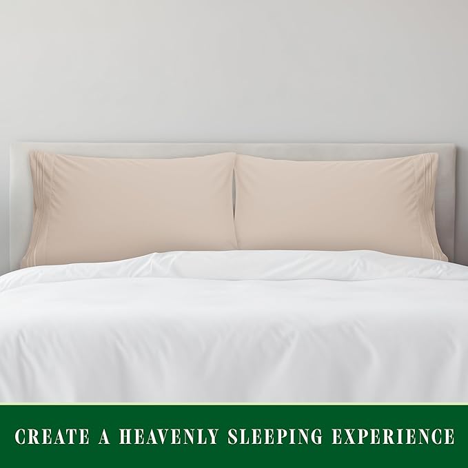 Elegant Comfort Luxury Ultra-Soft 2-Piece Pillowcase Set - 1500 Premium Hotel Quality Microfiber Double Brushed - Wrinkle Resistant, Standard/Queen, Cream/Tan