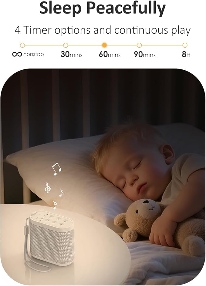 Portable Baby & Adults Sound Machine : Super Long-Lasting & Rechargeable Battery, Headphone Jack, 21 Sounds - White Noise Machine for Adult, Travel, Sleeping, Registry Gift