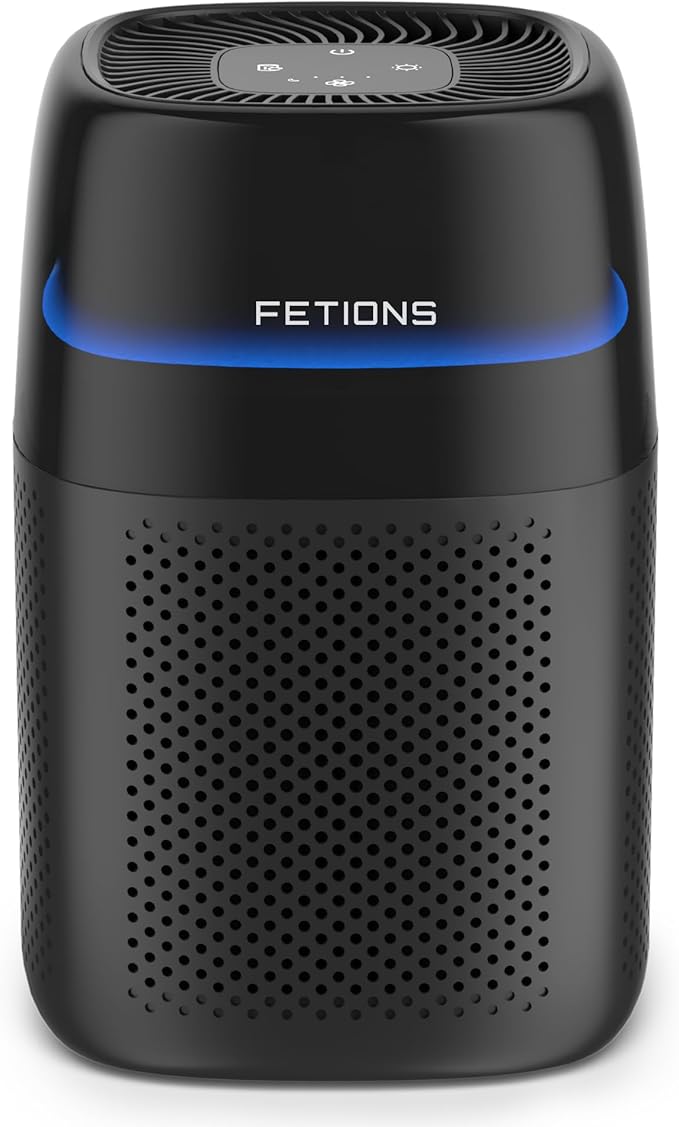 Air Purifier for Bedroom Up to 1250 ft², H14 True HEPA Air Purifier for Home Pets, Small Air Purifier with Sleep Mode, 4 Fan Speeds, 5 Night Light Modes, Fragrance Function
