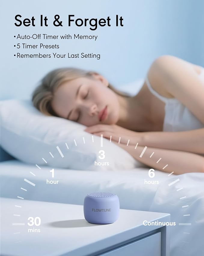 FLOWTUNE Sound Machine Flowtune White Noise Machine for Baby Adults, Mini Portable Sound Machine for Travel, 6H Timer, 18 Soothing Sleep Sounds Gift (Purple)