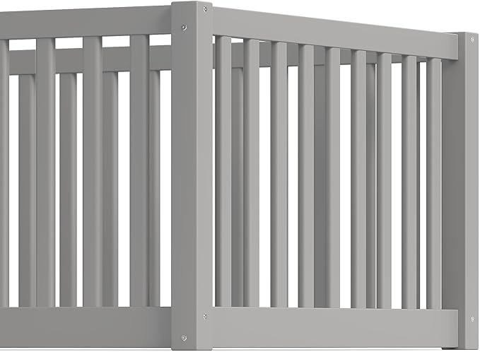 Bellemave Twin Size Montessori Floor Bed with 23.5" High Rails, Pine,Plywood Floor Bed with Small Door, Grey