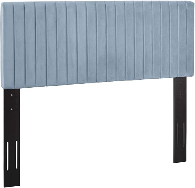Modway Keira Channel Tufted Performance Velvet Upholstered Full / Queen Headboard in Light Blue
