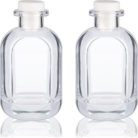 Glass Diffuser Bottles 2 Pack 5oz/150ml Reed Diffuser Sticks Refillable Aromatherapy Storage Container (Clear)