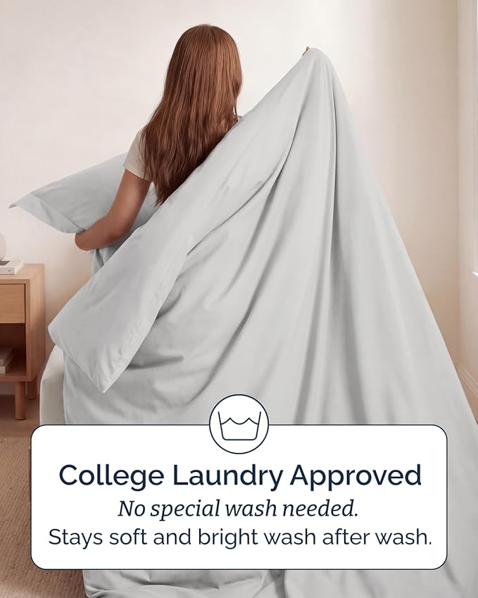 Duvet Cover Twin/Twin XL Size Set - Extra Soft Twin/Twin XL Duvet Cover 68" x 90" with 1 Pillow Sham - Hotel Luxury, Easy Care, Fade Free w/ Zipper Closures & Ties - Comfy & Breathable (French Grey)