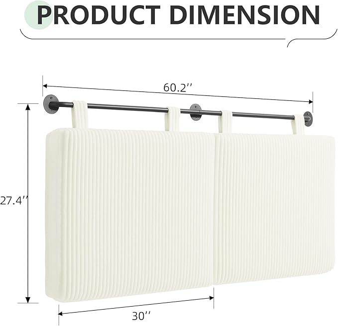 Headboard Queen Size，Modern Wall Mounted Headboards with LED Light for Bed with Upholstery Hanging Headboard for Bedroom,Featuring High-Density Sponge Padding，White