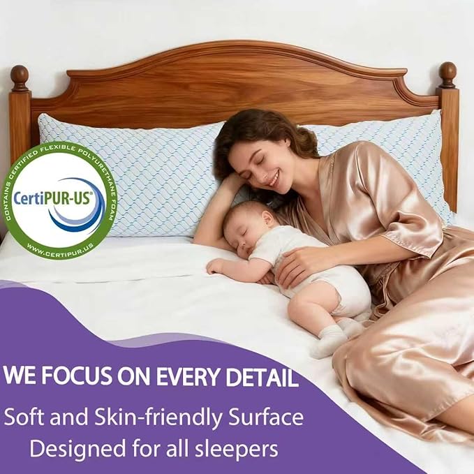 VAINOC Memory Foam Pillows King Size Set of 2,Adjustable Cooling Firm Pillow for Side Back Stomach Sleepers with Washable Removable Cover