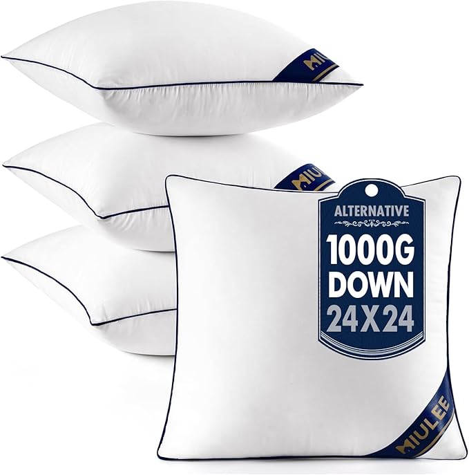 MIULEE 22x22 Pillow Inserts Set of 4 Throw Pillows Premium Down Alternative Pillow Inserts Square Decorative Pillow Stuffer for Sofa, Couch (22x22 inch, Set of 4)