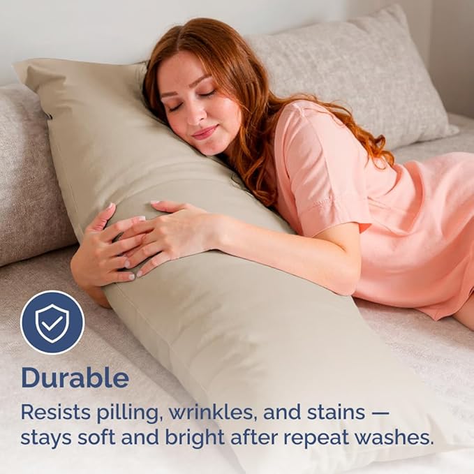 Body Pillowcases Set of 4-20x54 Long Body Pillow Case - Soft Body Pillow Cover for Sleeping & Side Sleepers - Comfy, Cozy Breathable & Fade Free - Machine Washable w/Envelope Enclosure - (Wheat)