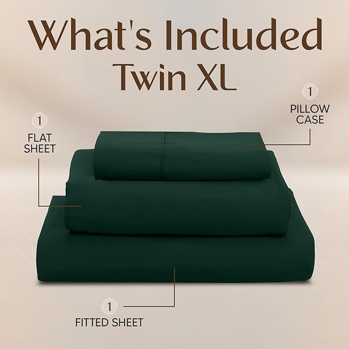 Utopia Bedding Twin XL Sheet Set – 3 Piece Bed Sheets for Twin XL Size Bed, Soft and Breathable Microfiber, Includes 1 Fitted Sheet, 1 Flat Sheet and 1 Pillowcase – Oeko Tex (Emerald)