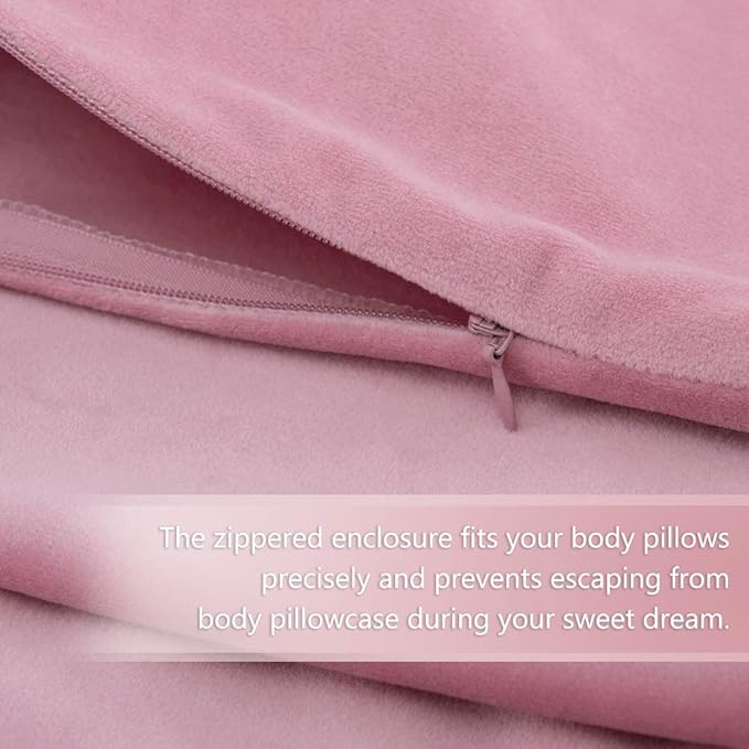 StangH Pink Body Pillow Cover for Kids/Pregnant Women, Super Soft Velvet Body Pillow Pillowcase, Extra Long Sofa/Couch Cover with Hidden Zipper, 20 x 54 inches, 1 Piece