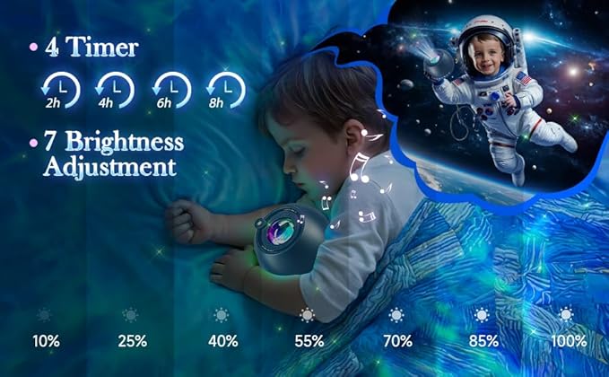 One Fire Galaxy Projector with Gifts Box/240 Lighting Modes/15 White Noise/Bluetooth Music Galaxy Projector for Bedroom Adults,Teen Stuff Room Lighting Bedroom Decor for Teen Girls&Teenage Boy Gifts