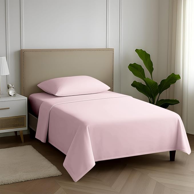 Carressa Linen 100% Egyptian Cotton Twin XL Sheets Set - 600 Series Hydrangeas Collection Luxury Egyptian Cotton Sheets Twin XL Size (3 PC, Blush), 16" Deep Pocket, Sateen Weave Bedding