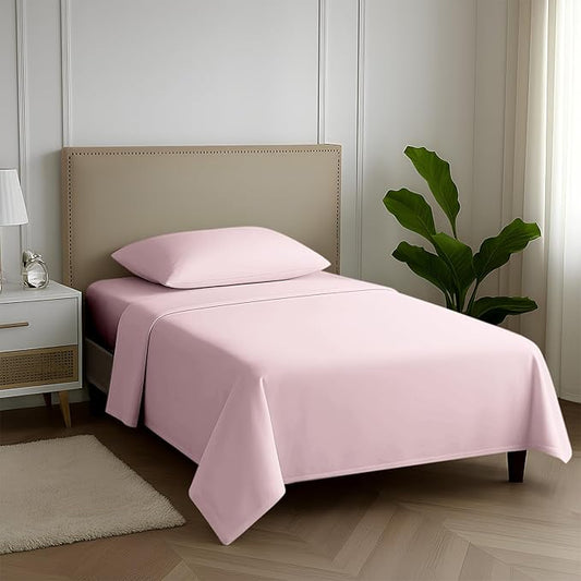 Carressa Linen 100% Egyptian Cotton Twin XL Sheets Set - 600 Series Hydrangeas Collection Luxury Egyptian Cotton Sheets Twin XL Size (3 PC, Blush), 16" Deep Pocket, Sateen Weave Bedding