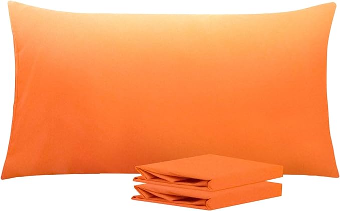 NTBAY King Pillowcase Set - 2 Pack Brushed Microfiber 20x36 Pillowcases - Soft, Wrinkle-Free, Fade-Resistant, Stain-Resistant, Orange Pillowcases with Envelope Closure - 20x36 Inches, Orange