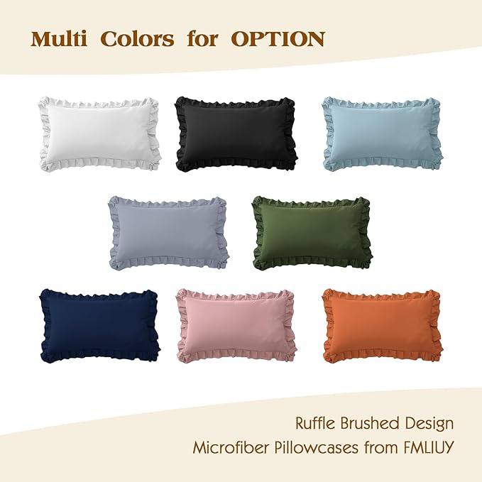 Ruffle Pillow Cases King Size Set of 2 – Soft Wrinkle Resistant Brushed Microfiber Ruffled Pillowcases –Envelope Pillow Shams Cover Festive Gift for Hotels, Guest Rooms 20x36 Inch (Pink)