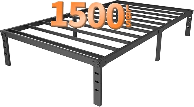 16 Inch Metal Bed Frame Twin Size, Heavy Duty Mattress Foundation with Underbed Storage, Non-Slip Steel Slats, Easy Assembly, No Box Spring Needed, Black