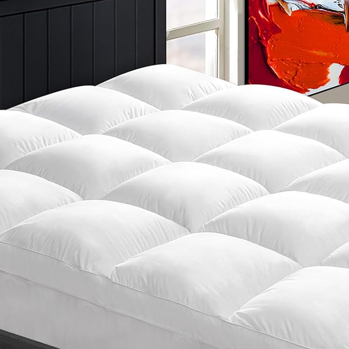 Mattress Topper Full for Back Pain, Extra Thick Mattress Pad Cover, Plush Pillow Top, Deep Elastic Pocket, White, 54"X75"+20"