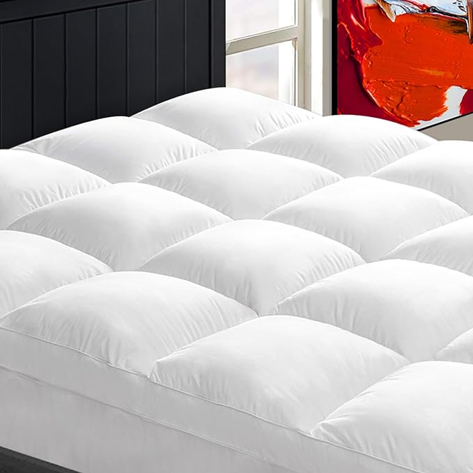 Mattress Topper Twin for Back Pain, Extra Thick Mattress Pad Cover, Plush Pillow Top, Deep Elastic Pocket, White,39"X75"+20"