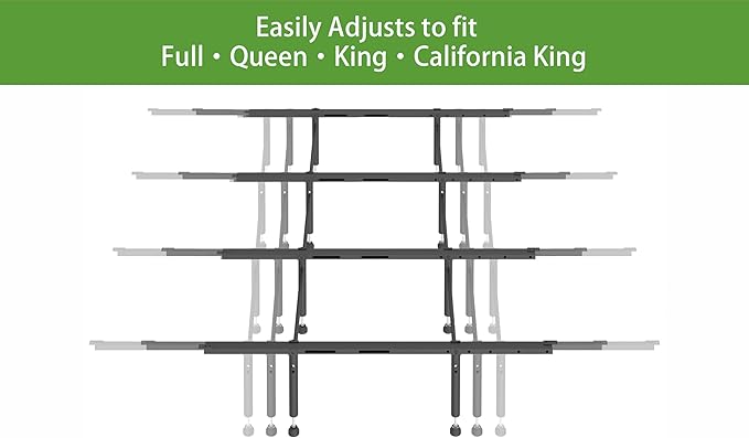 Bed Slats Center Support System - 4 Cross Rails and 8 Adjustable Legs,Replacement Support Legs for Full,Queen and King,California King Metal/Wood/Upholstered Bed