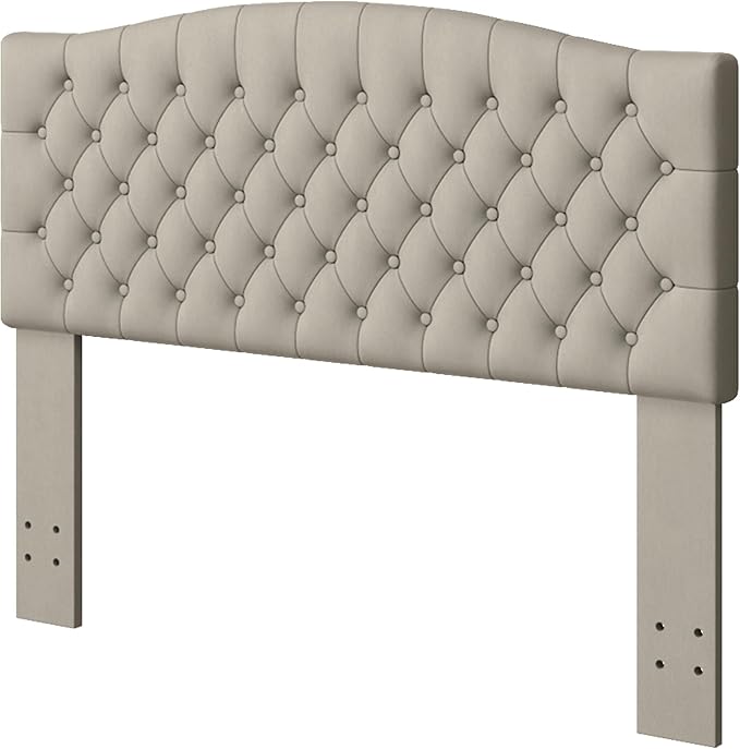 Furpopup Velvet Upholstered Headboard Queen/Full Size Latest Model Wall Mount, Bed Frame Mount, Featuring High-Density Sponge Padding, Luxury Texture Easy Assembly-Light Warm Gray/Taupe