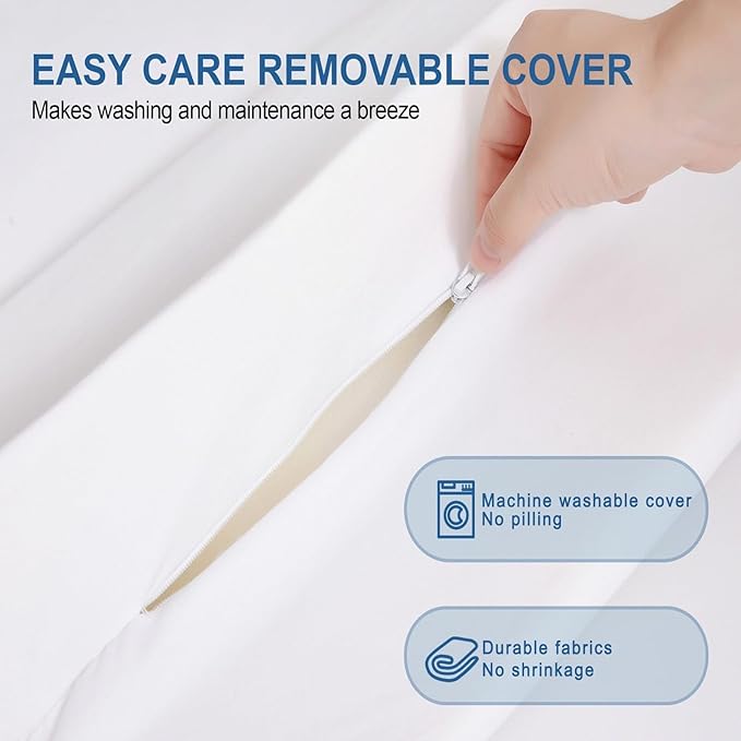 Vekkia 80" x 12" Twin XL/Twin to King Converter with Internal PE Support Sheet & High-Density Foam, Split King Gap Filler for Adjustable Bed, Guest Room, Vacation Rentals, Hotel, Washable Cover