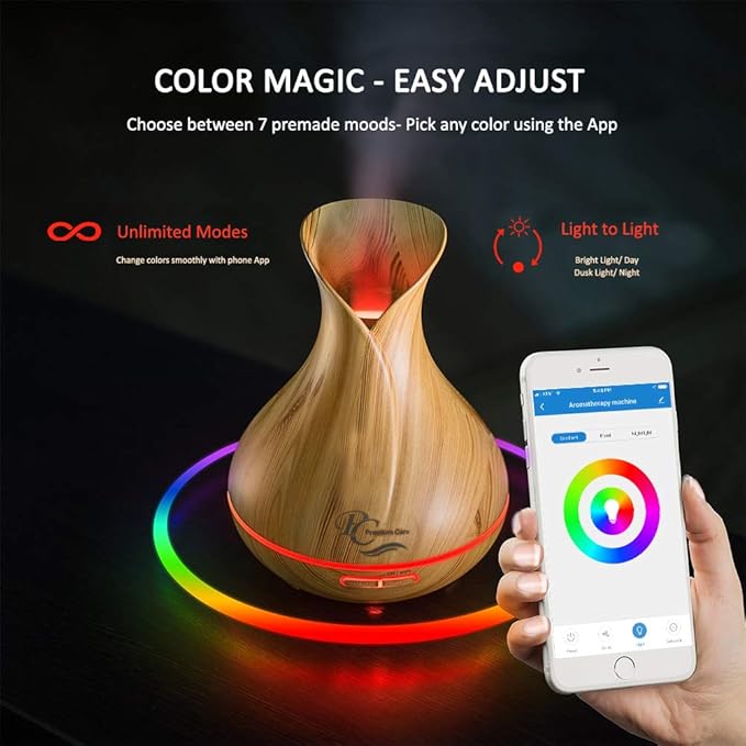 Sierra Modern Home Smart WiFi Humidifier - Aromatherapy Essential Oil Diffusers with App Control & Voice Control - Works with Alexa & Google Home - 400ml Ultrasonic Diffuser & Humidifier - Light Brown
