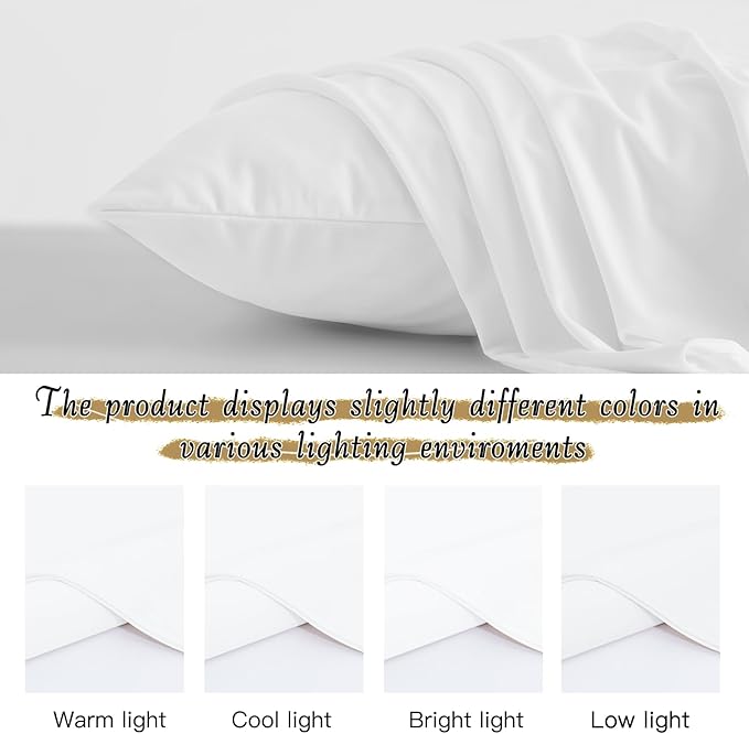 StangH Bed Pillow Pillowcase Super Soft Velvet Skin Friendly Bed Pillow Cover for Hair and Skin Hidden Zipper, Queen Size (Beach White, 20 x 30 inches) Set of 2