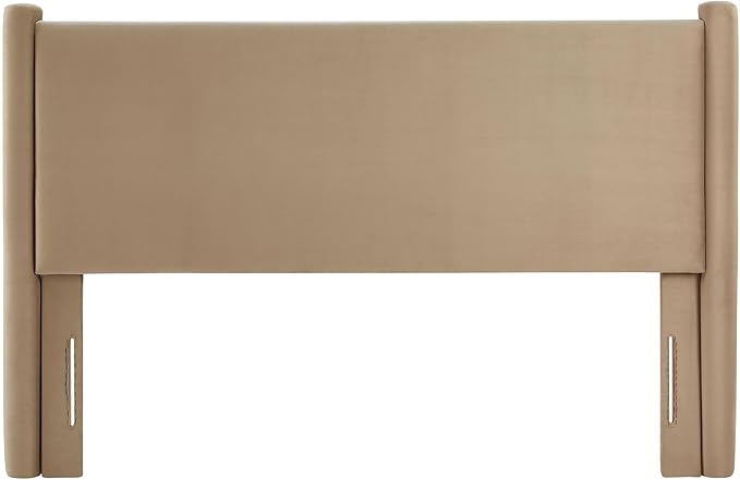 Modway Rael King Upholstered Headboard with Pillars in Taupe – Velvet Headboard – Stain-Resistant Performance Velvet Headboard for King Size Beds