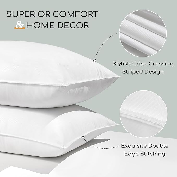 HARBOREST Bed Pillows Standard Size Set of 2 - Luxury Hotel Collection Down Alternative Pillows for Sleeping, 20 x 26 Inches