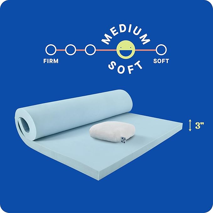Sealy Dreamlife 3” Gel Memory Foam Full Mattress Topper with Cooling Cover, SealyComfort Gel Foam, SealyCool Stretch Knit Cover with Corner Straps