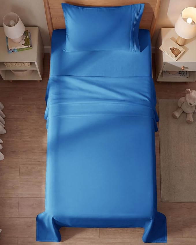 Twin Size 3 Piece Sheet Set - Comfy Breathable & Cooling Sheets - Hotel Luxury Bed Sheets for Women and Men - Deep Pockets, Easy-Fit, Soft and Wrinkle Free Sheets - Royal Blue Oeko-Tex Bed Sheet Set