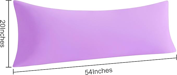 NTBAY Body Pillow Cases Set, 2 Pack Brushed Microfiber 20x54 Inches, Soft, Wrinkle, Fade, Stain Resistant Light Purple Pillow Cases with Envelope Closure