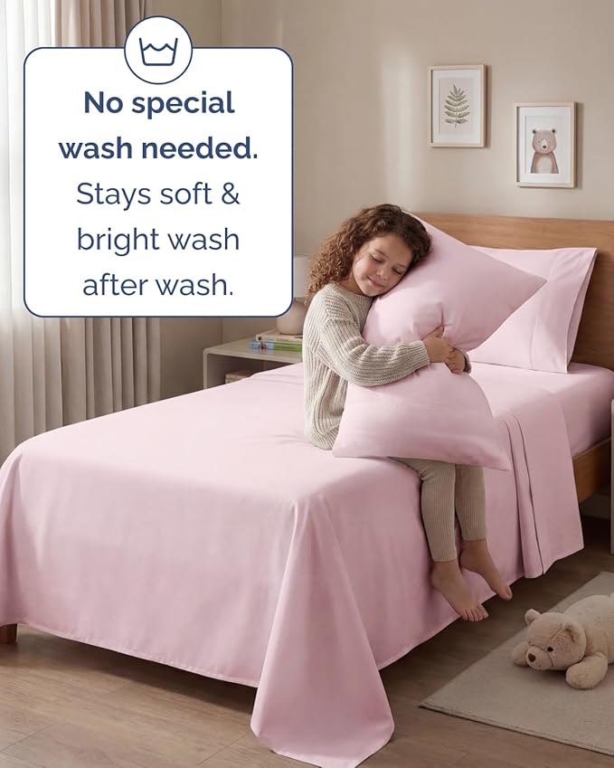 Twin 4 Piece Sheet Set - Comfy, Breathable & Cooling - Soft Hotel Luxury Bedding for Women, Men, Kids, Teens and Children - 1 Flat & 1 Fitted Sheet & 2 Pillowcases with Deep Pockets - Lavender Pink