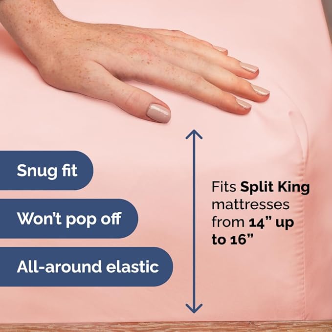Flex Top Split Head King 4 Piece Sheet Set - Soft, Breathable & Cooling Bed Sheets Set - Hotel Luxury Bedding for Women & Men with Deep Pockets - Wrinkle Free & Fade Resistant - Oeko-Tex - Baby Pink