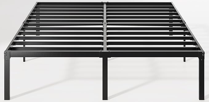 Allewie Full Size Bed Frame, 14 inch Metal Platform Beds with Storage Space, No Box Spring Needed and Easy Assembly, Black
