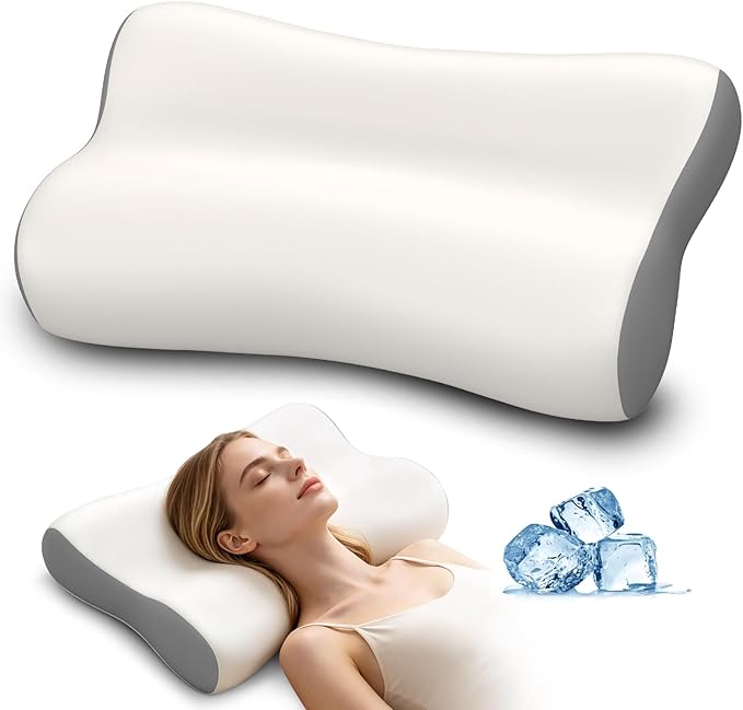 Polovo Cervical Neck Pillow - Ergonomic Side Sleeper Pillow for Neck Pain Relief, Contour Memory Foam Pillows for Deep Sleep, Orthopedic Cooling Pillow Bed Pillow for Side Back Stomach Sleepers