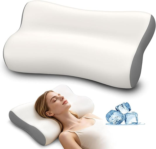 Polovo Cervical Neck Pillow - Ergonomic Side Sleeper Pillow for Neck Pain Relief, Contour Memory Foam Pillows for Deep Sleep, Orthopedic Cooling Pillow Bed Pillow for Side Back Stomach Sleepers