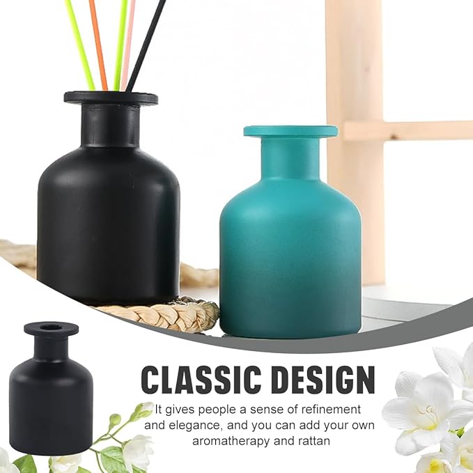5 Ounce Empty Glass Diffuser Bottles, Cylindrical Glass Essential Oils Diffuser Bottles, Aromatherapy Jar, Matt Black