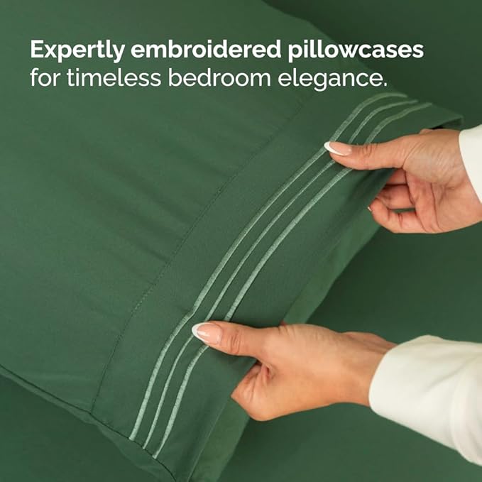 Flex Top Split Head King 4 Piece Sheet Set - Ultra-Soft, Breathable & Cooling Bed Sheets Set - Hotel Luxury Bedding for Women & Men with Deep Pockets - Wrinkle & Fade Free - Oeko-Tex - Emerald Green