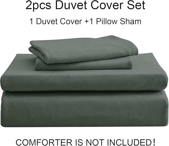 PURE ERA Jersey Knit Duvet Cover Set 100% T-Shirt Cotton Super Soft Comfy 2pc Bedding Set with Zipper Closure (Solid Dark Greenish Gray, Twin)