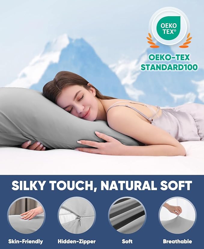 LUXEAR Cooling Pillow Cases King Size, 2 Pack Stretch Arc-Chill Q-max 0.55 Cool Pillowcases, Double-Sided Cooling Design, Protecting Hair & Skin, Gifts for Women & Men, Hot Sleeper, Night Sweat -Gray