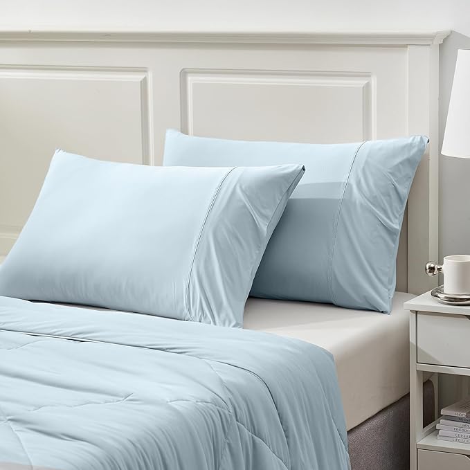 Cozy Bliss Cooling Pillow Cases for Hot Sleepers, Q-Max>0.45, King Size Set of 2, Soft & Silky Pillow Covers with Envelope Closure,Gift, Blue, 20x36 Inches