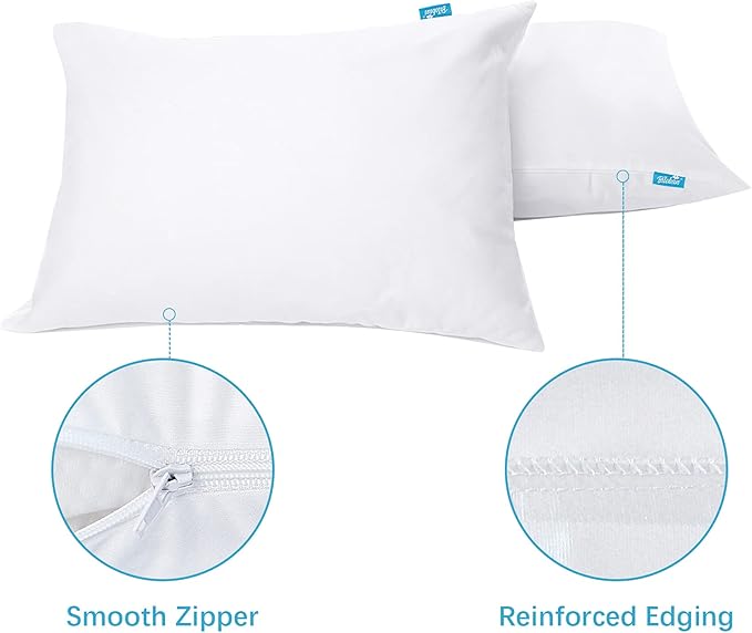 Toddler Pillowcase 4 Pack Waterproof Pillow Protector Zippered Pillow Cover Fit for Toddler Pillow 13"x18" & 14"x19", White Pillow Cases Toddler Pillowcase Encasement Covers Machine Washable