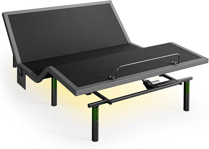 Marsail Queen Adjustable Bed Base Frame, 4 Ports USB A&C Adjustable Bed Base with Under-Bed Nightlight, 3 Minutes Fast Assembly, Wireless Remote Control Adjustable Bed with 4 Height Options