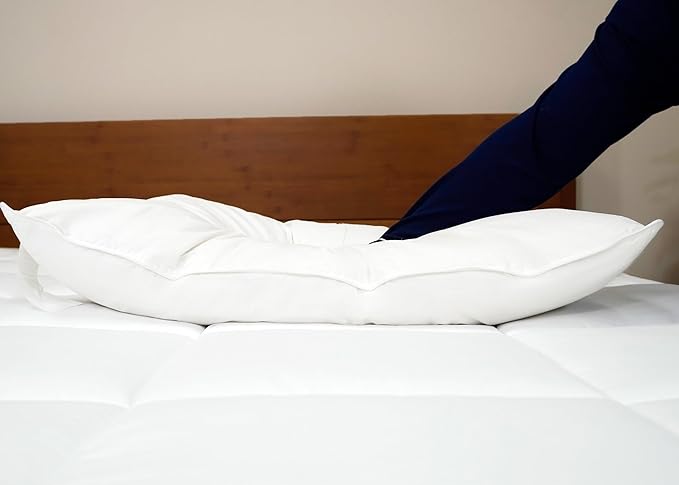 White Duck Down & Feather Pillow - Pillows with Soft-Medium Support for Side & Back Sleepers Standard Size