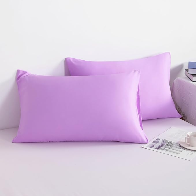 NTBAY Queen Pillowcase Set - 4 Pack Brushed Microfiber 20x30 Pillowcases - Soft, Wrinkle-Free, Fade-Resistant, Stain-Resistant, Light Purple Pillowcases with Envelope Closure - 20x30 Inches