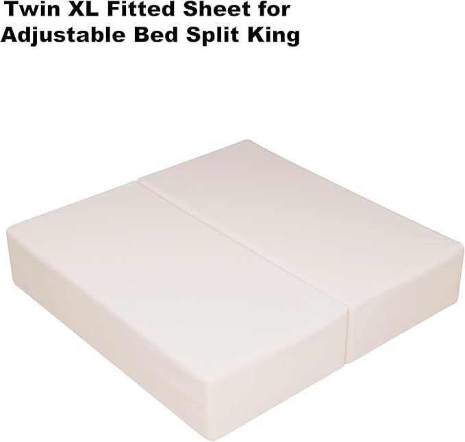 2-Pack Pure Cotton Twin XL Fitted Sheet for Adjustable Bed Split King, 600 TC 16" Deep Pocket Egyptian Cotton Fitted Sheet (2pcs, Twin XL, Light Beige)